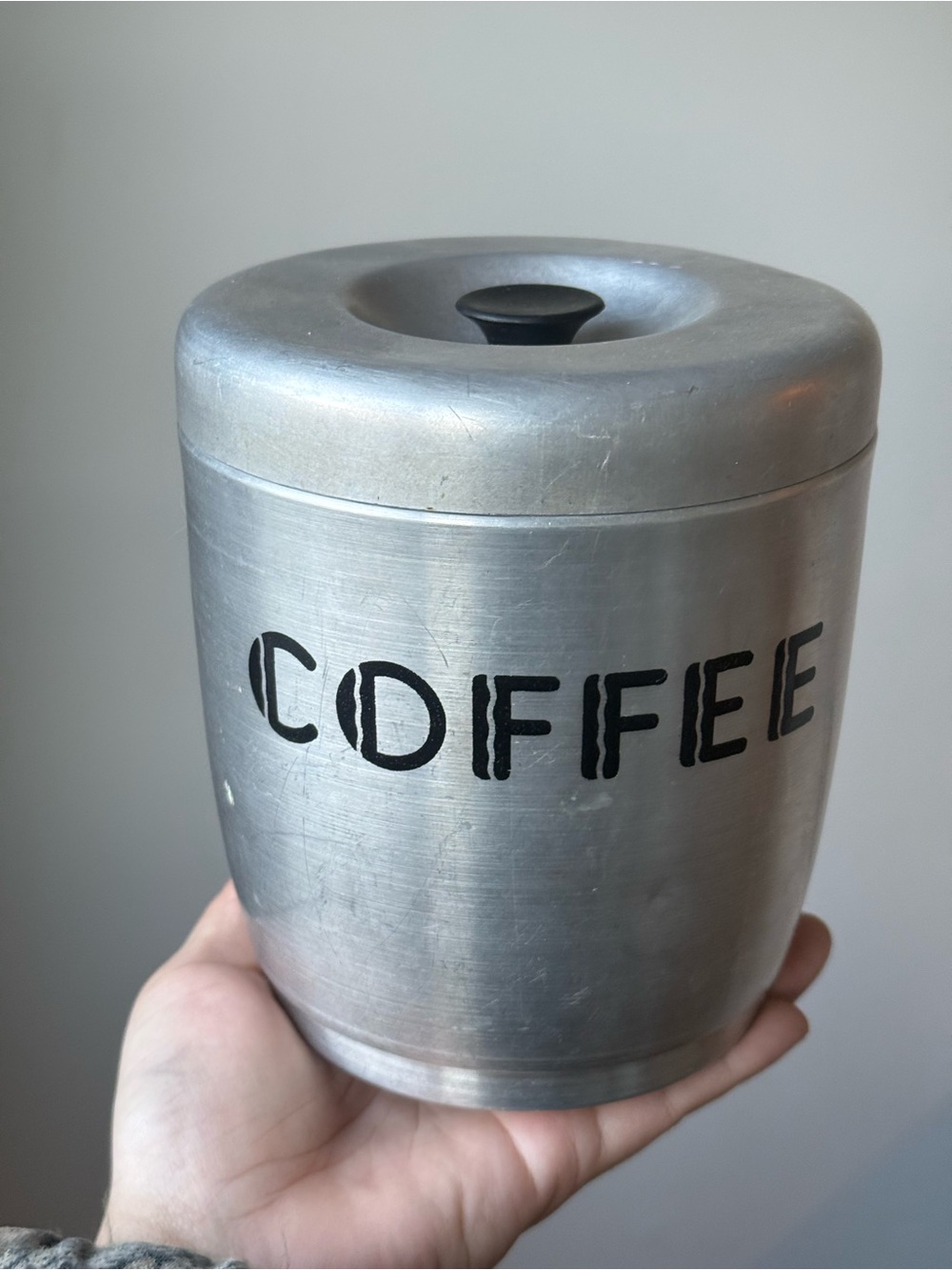 COFFEE Pure Aluminum Lidded Storage Canister MCM by Alpine Brand Made in Italy